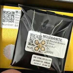 925 Sterling Silver Four-Flower Pendant Necklace in Champagne